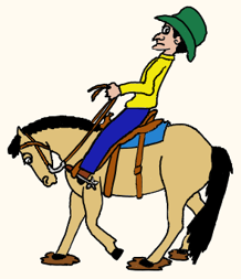 Cartoon of rider backing horse